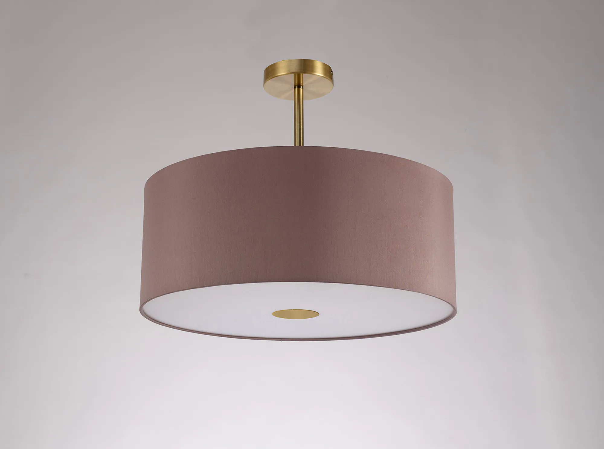 Baymont 50cm Semi Flush 1 Light Antique Brass, Taupe/Halo Gold, Frosted Diffuser DK0185  Deco Baymont AB TA